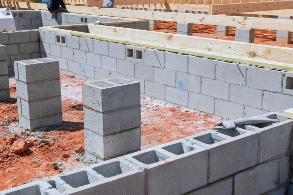 Cement Block Installation in Brick